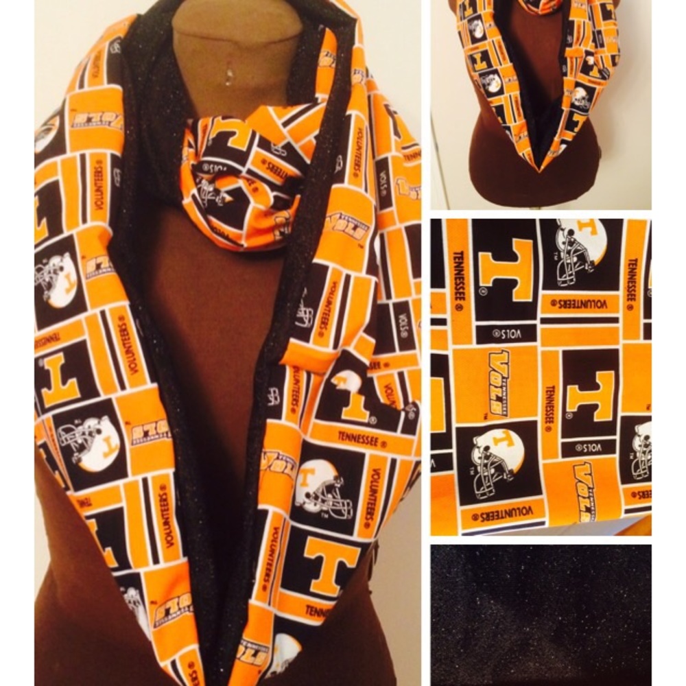 Handmade UT Orange & Black Sparkle Infinity Scarf